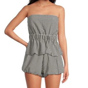Black and White Gingham Strapless top